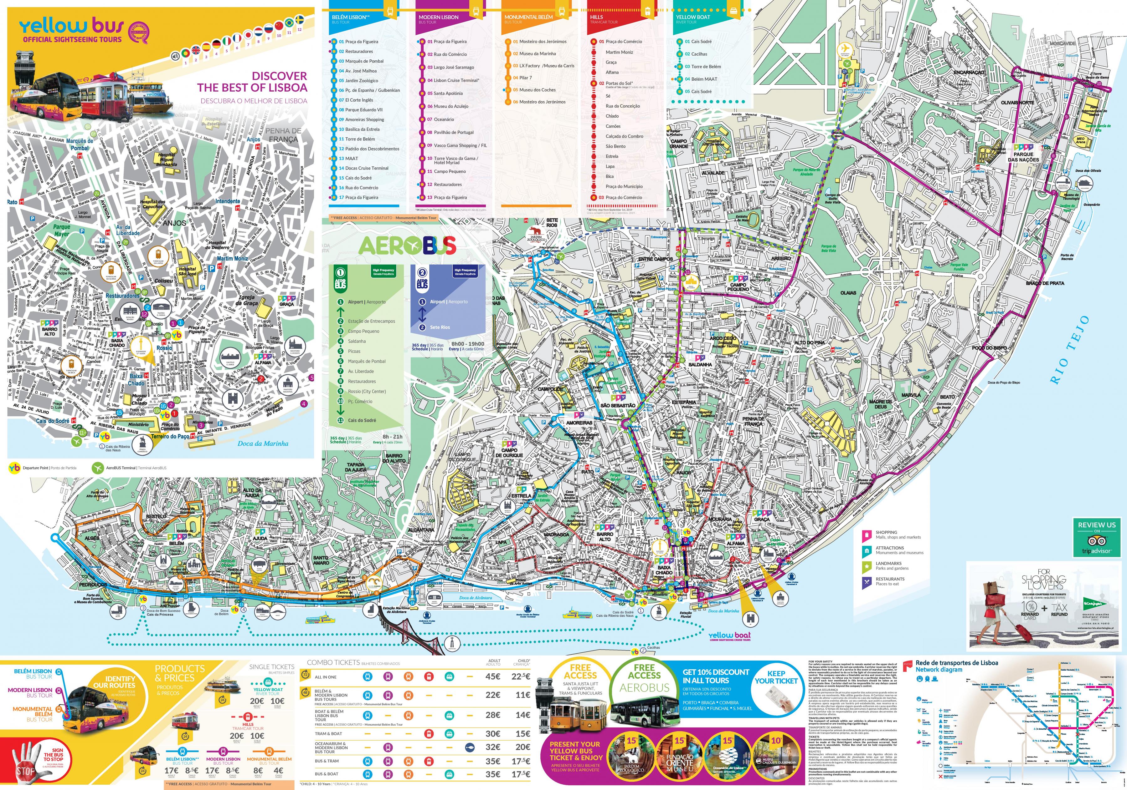 Lisbon Yellow Bus Tour Map 