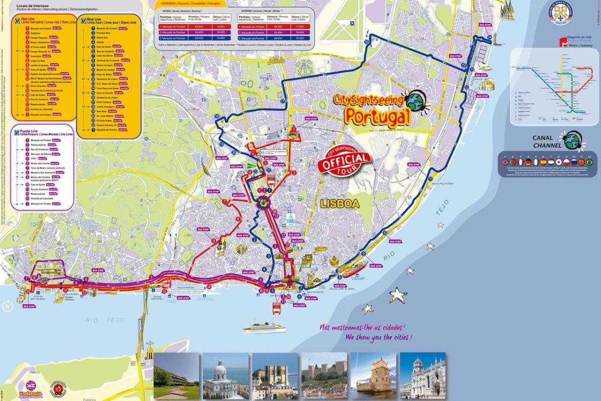 lisbon sightseeing bus map