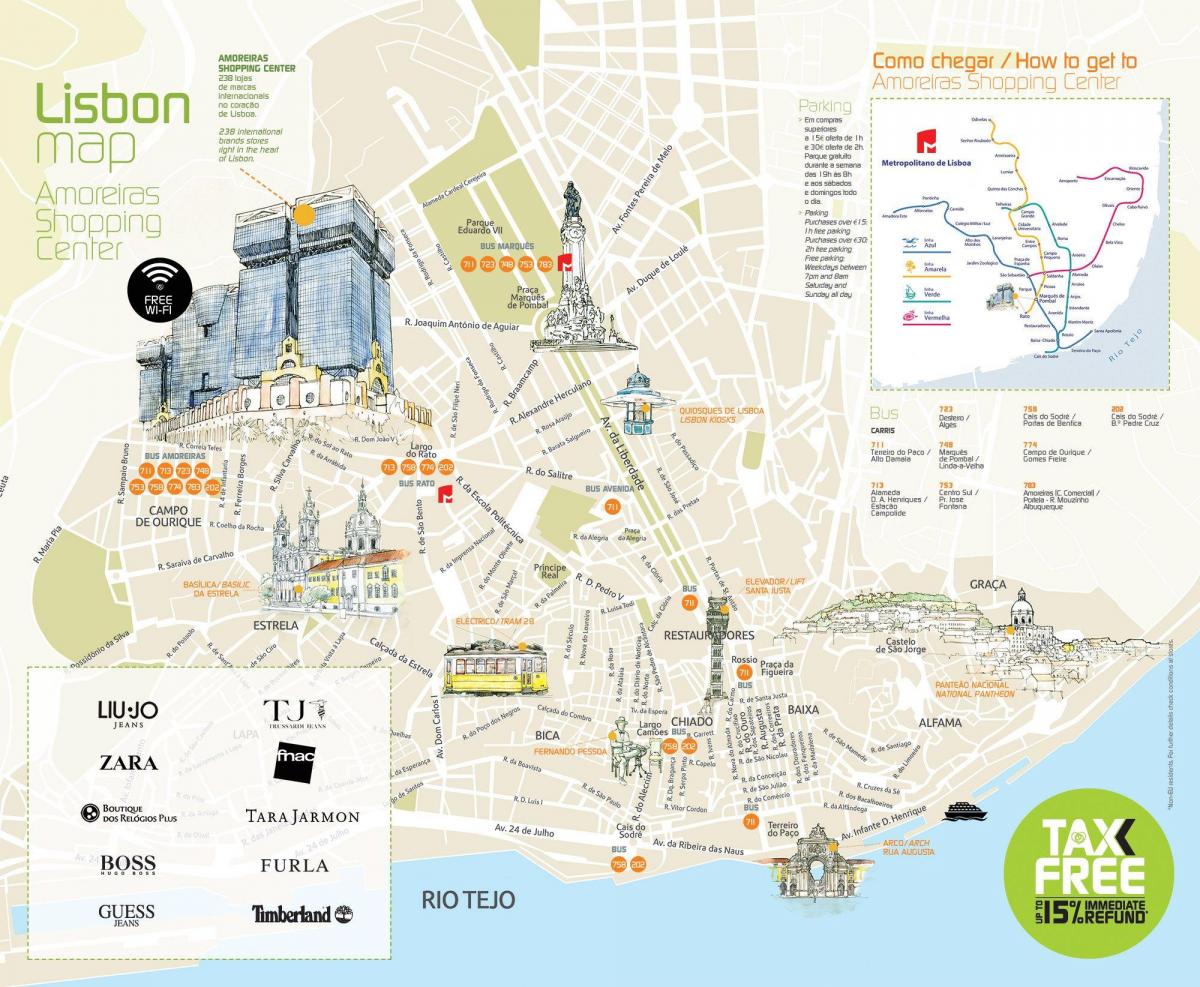 map of downtown lisbon portugal