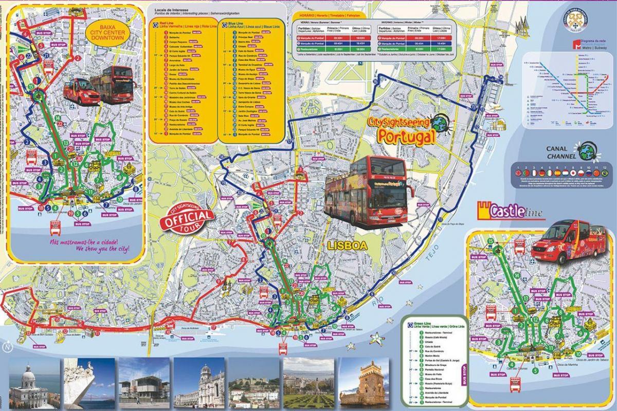 lisbon hop on hop off bus route map