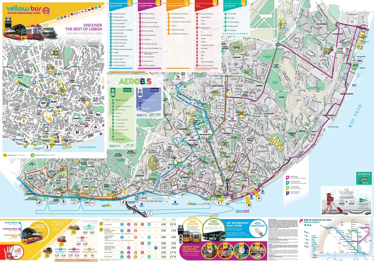 yellow bus tour lisbon map